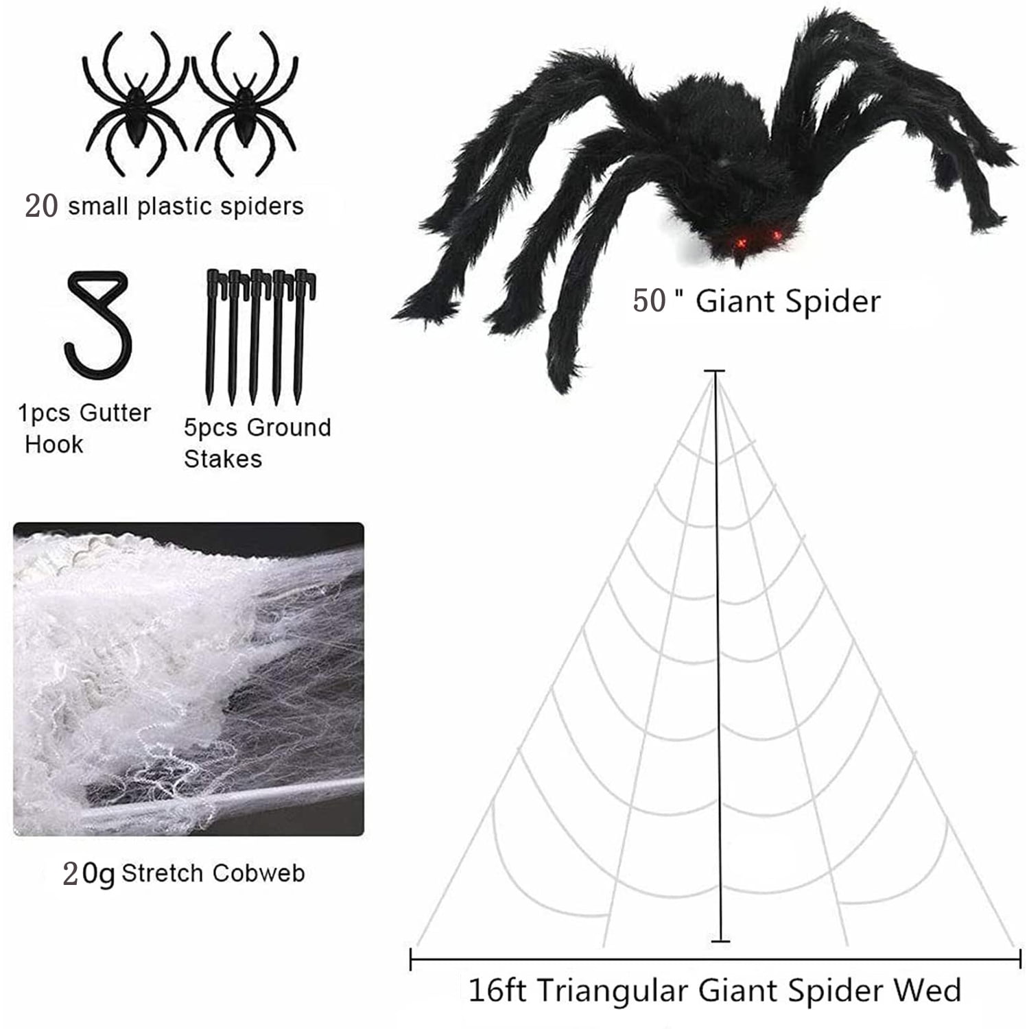 Zeeyh Halloween Spider  Decoration 16ft + Giant Spider 50