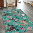 thumbnail image 2 of Rectangle Area Rugs 2.7 x 5 Ft, Pink Flowers Non-Slip Residential Carpet, Black Brown White Horse Country Retro Teal Indoor Crawling Mats Runner Rugs for Living Room/Dining Room/Bedroom, 2 of 8