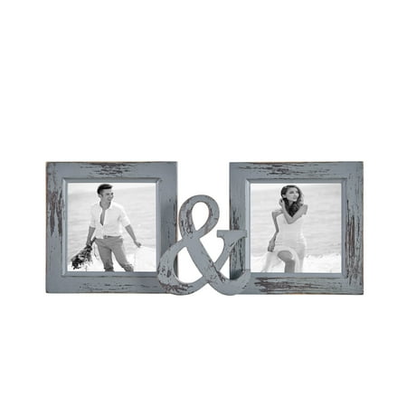 Platinum Rectangular Frame - Danya B. Grey Distressed Reclaimed Wood Dual Picture Frame