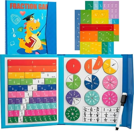 LUXERAD Magnetic Fraction Book 2025 Magnet Tiles Math Puzzle Learning Set