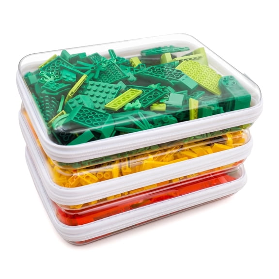 3PCS Large Clear Hard Shell Zippered Pouch Set, Waterproof Storage Bins for Makeup Bag, Pencil Case, Toy Storage & Desk Organizers