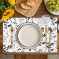 thumbnail image 4 of Black Grey Botanical Placemats Set of 8, Watercolor Spring Floral Summer Leaf Placemats for Dining Table, Place Mats for Kitchen Tabletop, Waterproof Wipeable Dining Table Mats Set, 4 of 9
