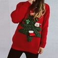 thumbnail image 2 of Nuevo Producto Otoño/Invierno Suéter Rojo Flocado 3D Estilo Americano Suéter Navideño Holgado Suéter Navideño de Año Nuevo para Mujer, 2 of 4