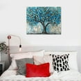 thumbnail image 5 of Creowell  Tree Wall Art Teal Blue Nature Tree of Life  Canvas Painting Textured Picture, Modern Landscape Artwork  for Living Room Bedroom Bathroom Office Home Decor 20x16 in/16x12 in, 5 of 6