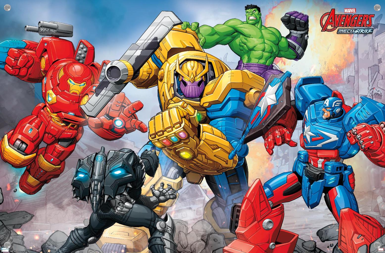 Marvel Avengers: Mechstrike - Battle Wall Poster with Pushpins, 14.725" x 22.375"