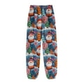 thumbnail image 4 of Women's Cuff Pajama Pants, Christmas Print Flannel Sleepwear, Elastic Waist Casual Lounge Pants, Warm Comfortable Nightwear for Women,Royal Blue,L, 4 of 6