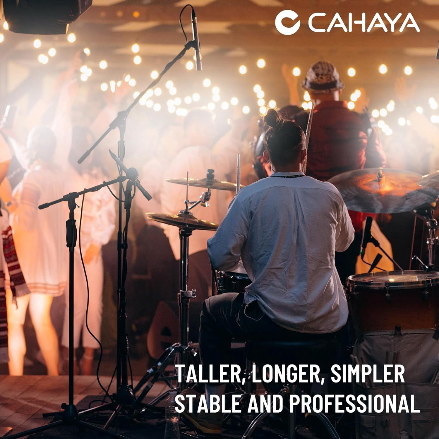 Tripod Microphone Stand with  Arm One-Button Release Floor Mic Stand Portable for Singing Performance Wedding Stage Meeting Live