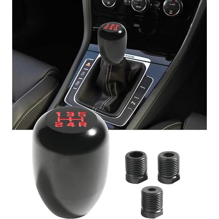 Gear Shift Knob,5 Speed Manual Gearbox Shift Knob,Car Modification Manual Knob Gear Shift Head Shifter,M12x1.25 Screw On Aluminum,Manual Gear Shift Knobs Replacement Fit(Black)