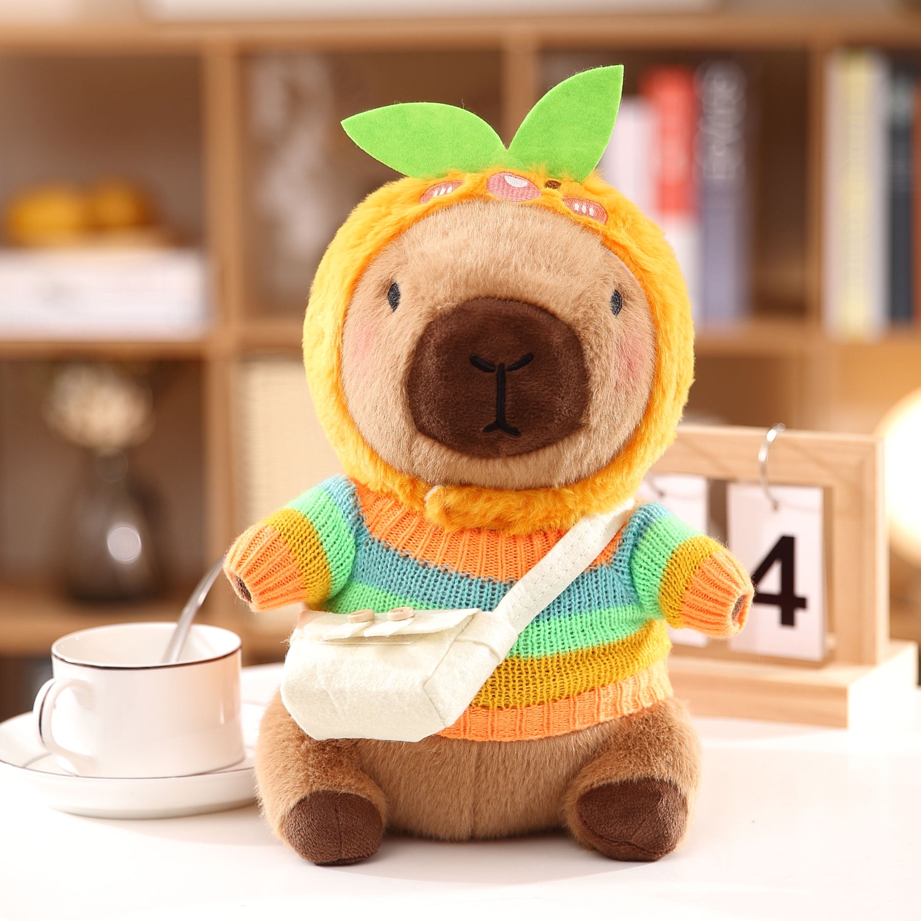 Capybara Plush, 9 pcs Clothes & Accessories, 10.2 in Cute Capybara Stuffed Animal Plush Toys