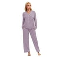 thumbnail image 7 of GEX Cotton Women's Pajamas Set Button-Down Long Short Sleeve Shirt PJ Pants Two-piece Night Suit Sleepwear Loungewear, 7 of 7