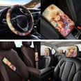 thumbnail image 4 of Yuyamidu Highland Cow Car Seat Cover Set of 14 Colorful Dalia Steering Wheel Cover Seat Belt Pad Car Headrest Cover Coaster Armrest Cover Keychain for Truck Sedan, 4 of 7