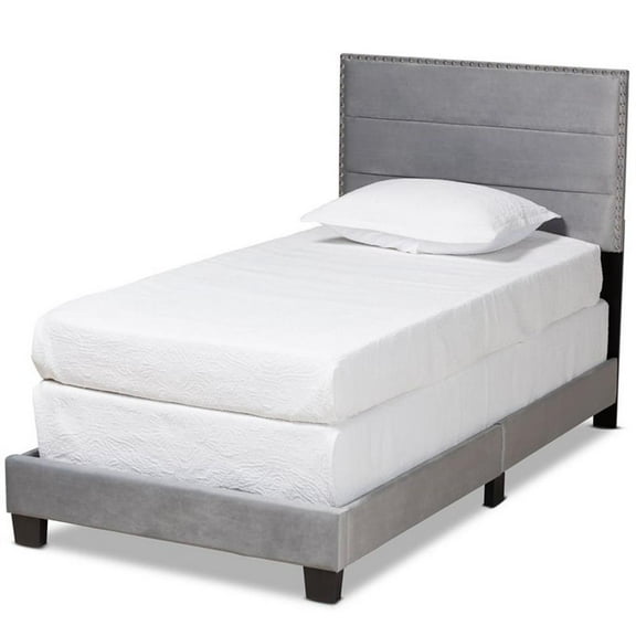 Bowery Hill Modern Grey Upholstered Twin Size Panel Bed