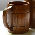 thumbnail image 4 of 3X 400Ml Classic Style Natural Wood Cup Wooden Beer Mugs Drinking for Novelty Gifts Eco-Friendly, 4 of 6