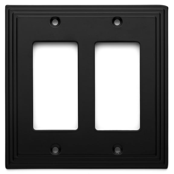 Cosmas 25090-FB Flat Black Double GFI/Decora Rocker Wall Switch Plate Switchplate Cover