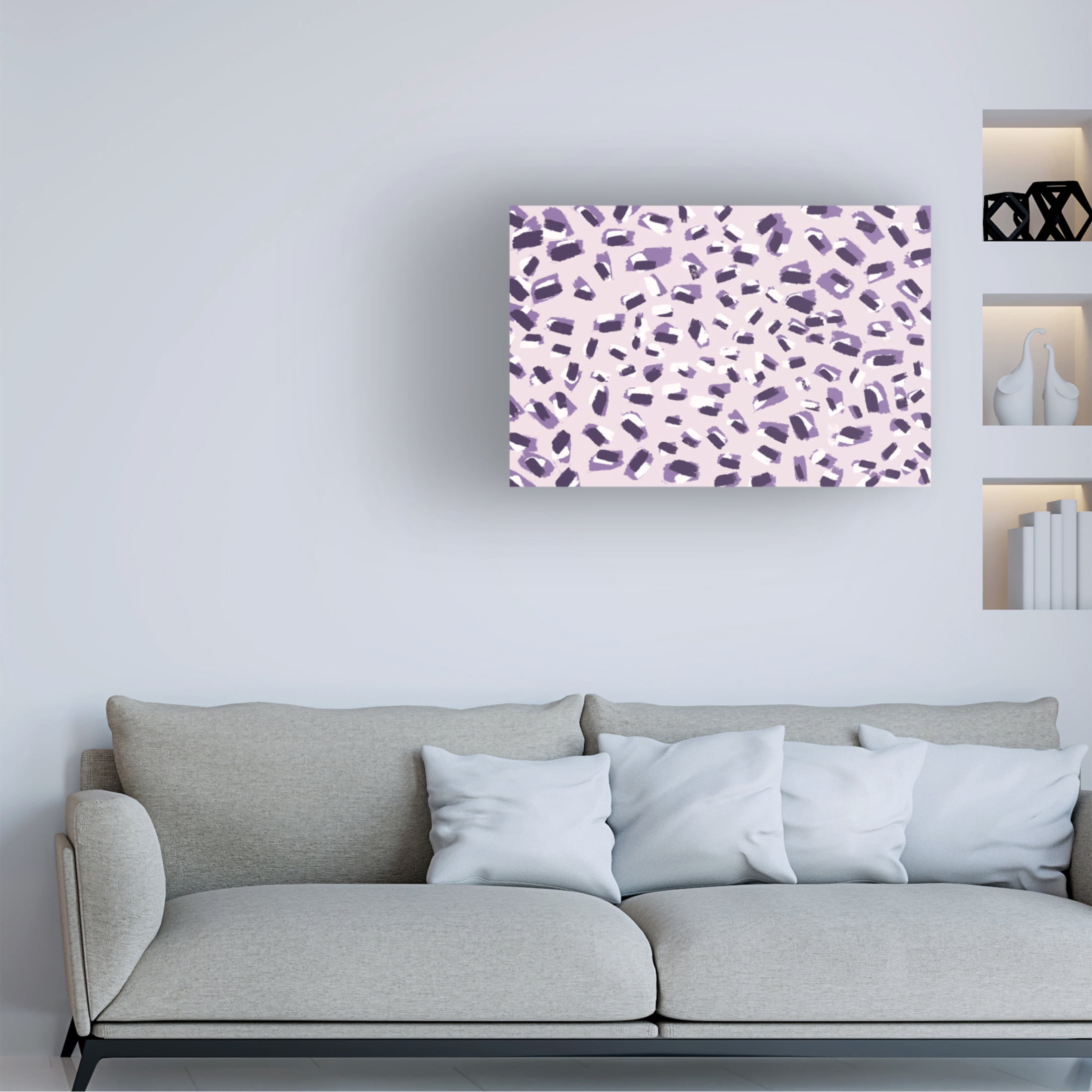 Canvas Wall Art - Treechild 'Scattered Small Purple Strokes Pattern' Wall Art for Living Room, Bedroom, or Office D?cor by Trademark Fine Art - 19 x 12 Inches