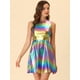 thumbnail image 4 of Vestido acampanado holográfico de cintura alta y cuello redondo sin mangas brillante metálico Clubwear para mujer Azul púrpura L, 4 of 6