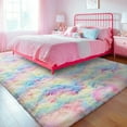 thumbnail image 7 of ZENELESS Indoor Fluffy Rug,5x7 Tie-Dye Rainbow Fuzzy Non-Slip Carpets for Living Room Bedroom Home Decor, 7 of 7