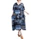 thumbnail image 1 of Vestido suelto para mujer con bolsillos Estampado vintage Cuello en V Medias mangas Vestido de vacac Tomshoo Vestido, 1 of 2