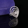 thumbnail image 2 of Oryn Jewelry 0.8 Ct Brilliant Round Cut Moissanite Ring - 14K White Gold Plated Anniversary Wedding Ring - Center Floral Three Eternity Design Ring for Her, 2 of 4