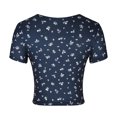thumbnail image 5 of bnaln Womens Crop Tops Short Sleeve Deep V Neck Y2k Shirt Sexy Blouse Summer Cute Floral Top Slim Fitted Mini T Shirt Girls Cropped Tshirt Party Evening Holiday Beach Outfits Cheap, 5 of 6