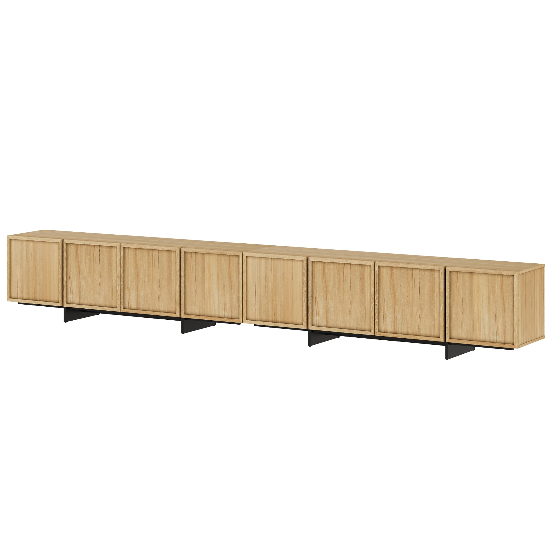 WAMPAT Modern TV Stand for 32-110 inch TVs, Wood Entertainment Center with Storage Cabinets, Media TV Console Table for Living Room, Oak
