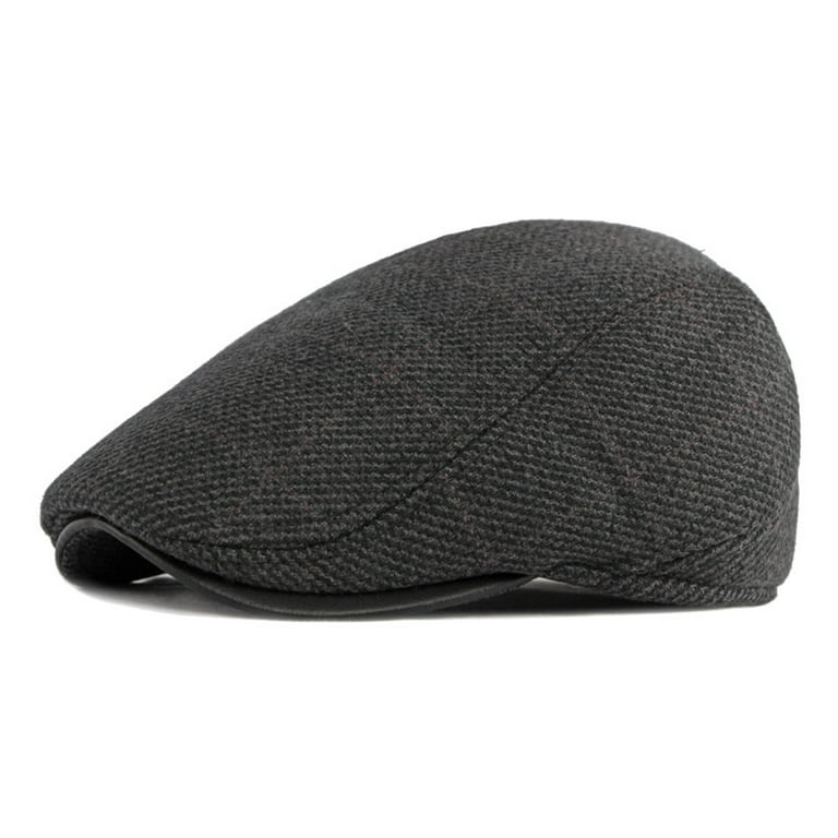 Men Fall Winter Peaked Flat Cap Adjustable Earmuffs Driving Cap
