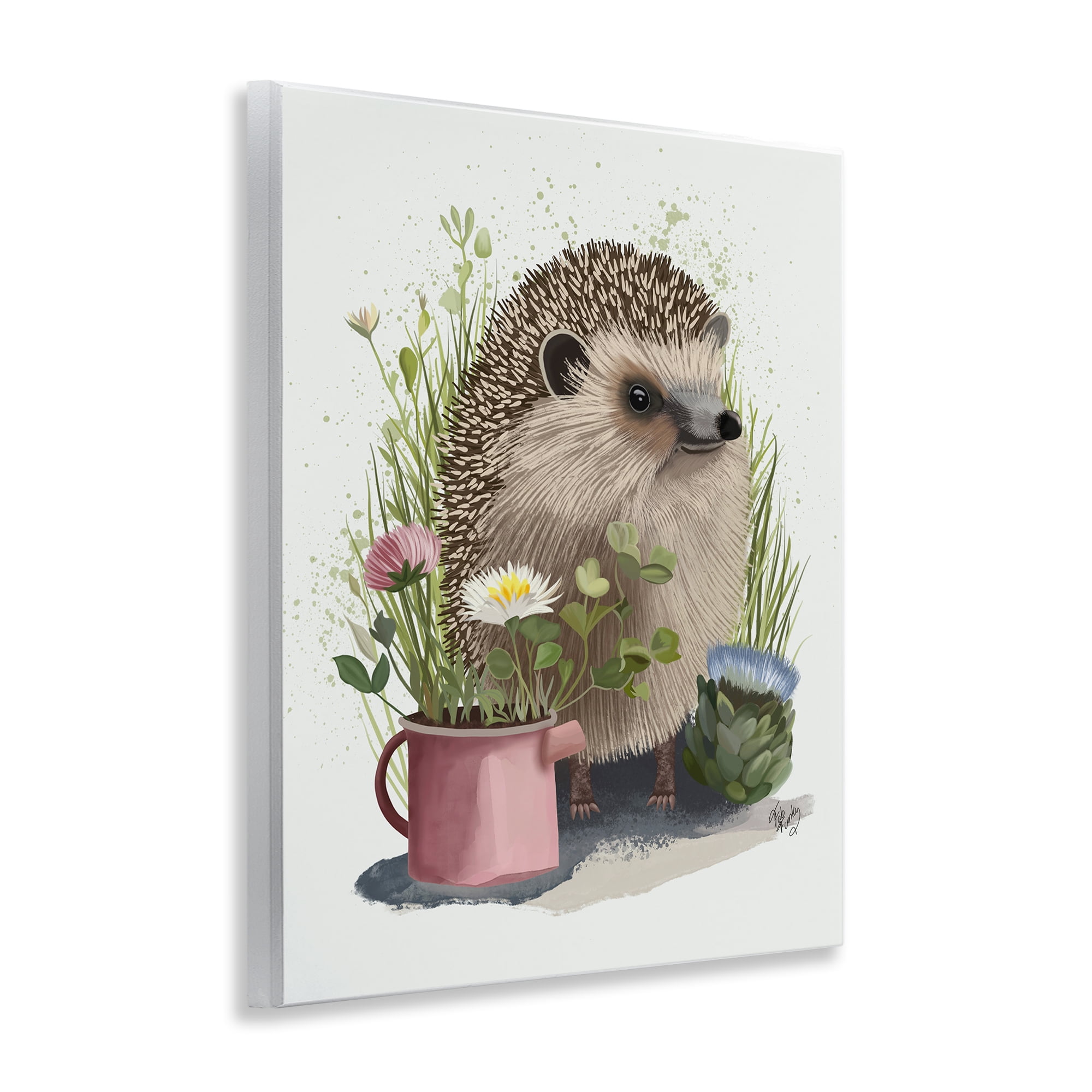 Stupell Industries Hedgehog with Garden Plants Animals & Insects Painting Unframed Art Print Wall Art, 11 x 14