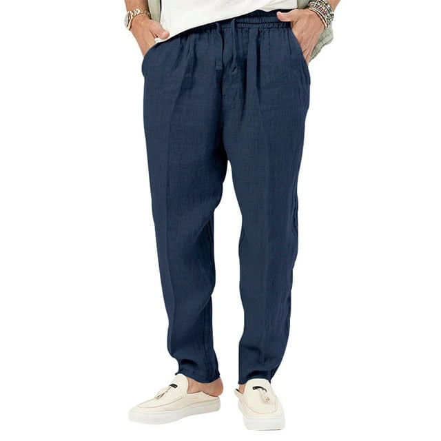 Innerwin Trousers Drawstring Men Bottoms Holiday High Waist Lightweight Summer Pants Hidden Green 2XL