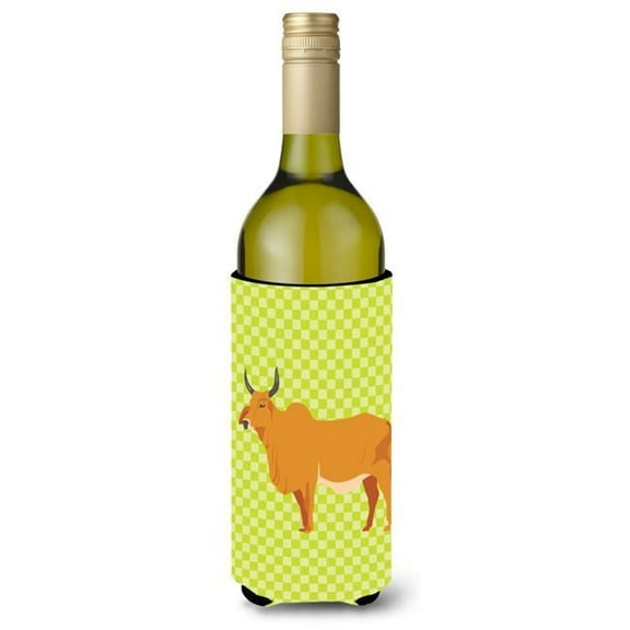 Carolines Treasures BB7651LITERK Zebu Indicine Cow Green Wine Bottle Beverge Insulator Hugger