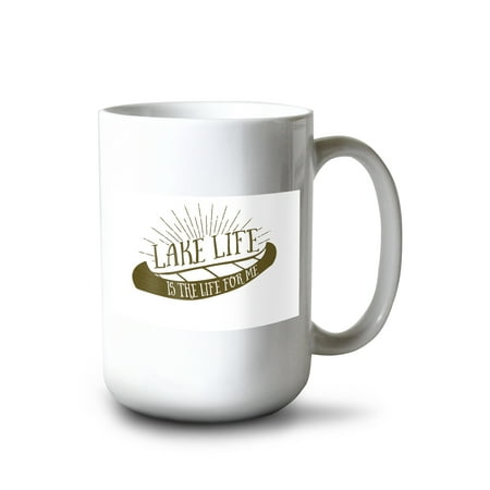 

15 fl oz Ceramic Mug Lake Life (Canoe) Lantern Press Artwork Dishwasher & Microwave Safe
