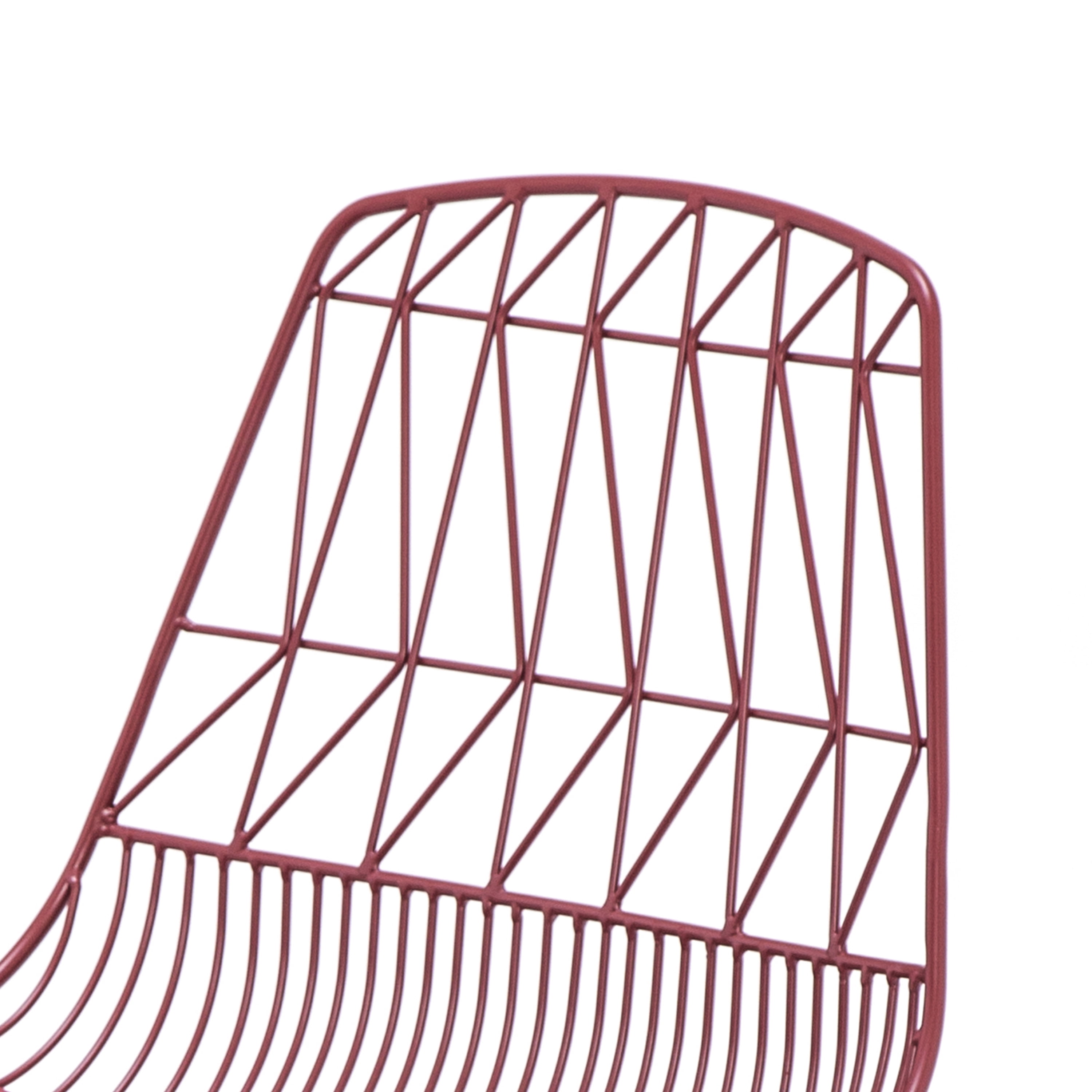 Industrial Metal Bistro Chairs, Modern Geometric Back Padded Faux Leather Side Chairs, Lightweight Sturdy Metal Chair, Indoor Outdoor Kitchen Cafe Chair with Anti-Scratch Floor Pads