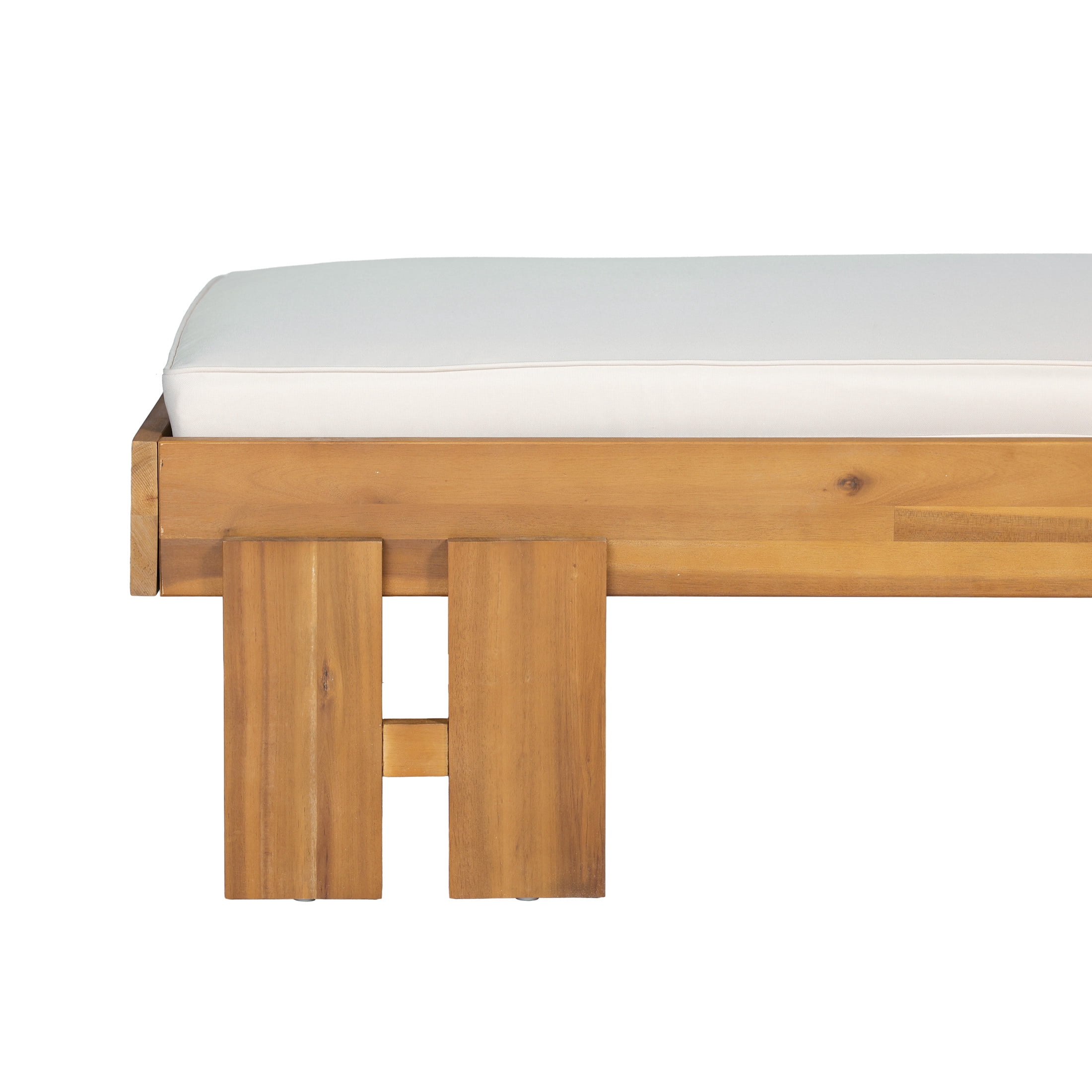 Christopher Knight Home Acacia Wood Daybed with Cushion & Pillow, Indoor Outdoor Lounge, Teak+Cream