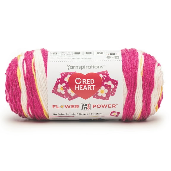 Red Heart All In One Granny Square Yarn-PEONY POP