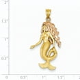 thumbnail image 3 of 14k Gold Two-tone Solid Mermaid Charm Pendant, 3 of 7