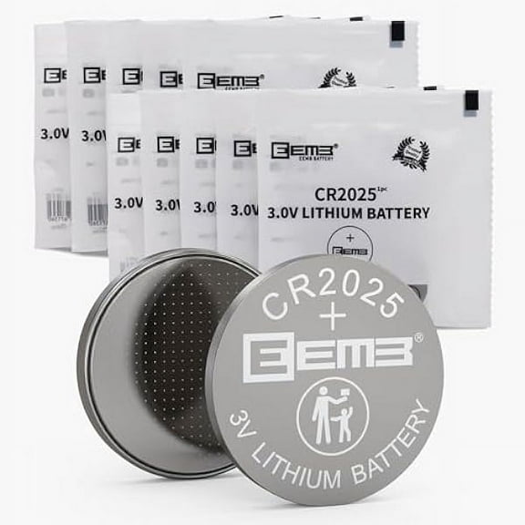 EEMB 10 Pack CR2025 Battery 3V Lithium Battery Button Coin Cell Batteries 2025 Battery for Key FOBs, calculators, Coin counters, Watches, Heart Rate Monitors, Glucose Monitors and More