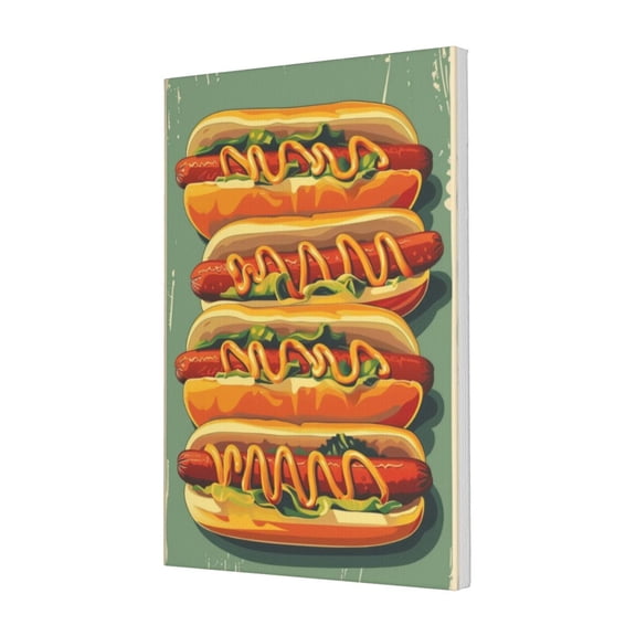 16x24 inch Oil Paintings On Canvas Wall Art Hot Dogs Kitchen Decor,Farmhouse Kitchen Decor Posters & Prints,Classic Hot Dog Canvas Painting,For Food Lover Gift,Family Kitchen,Restaurant Decor