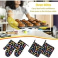thumbnail image 6 of Colorful Doodle Paw Print Oven Mitts and Pot Holders Sets of 4, Heat-Resistant Hot Pads Non-Slip BBQ Gloves for Kitchen Baking Cooking Grilling, 6 of 6