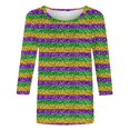 thumbnail image 5 of Penkiiy Blouse Carnaval pour Femmes Mardi Gras Mode Imprimée Décontractée Col Rond Manches 3/4 T-shirt Blouse TG Multicolore, 5 of 5