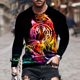 thumbnail image 2 of Hombre Unisex Diario Camiseta 3D Estampado Gráfico Estampados Animal Estampado Manga Larga Tops Casual Bloue Pompotops oipoqjl3905, 2 of 8