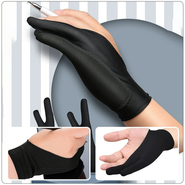 WooKoudai Digital Drawing Glove 2 Pack,Artist Glove for Drawing  Tablet,ipad,Sketching,Art Glove with Two Finger for Right Hand and Left  Hand （Smudge Guard,Large,3.35 x8.98inch : : Computers