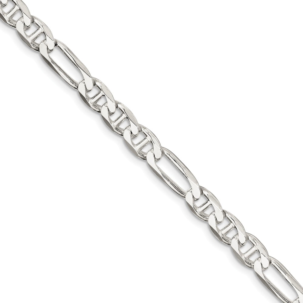 Diamond2Deal 925 Sterling Silver 7.75mm Figaro Anchor Chain 7inch for Men Women 