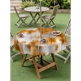thumbnail image 4 of Outdoor Tablecloths with Umbrella Hole & Zipper, Orange Grey Round Tablecloth 54 Inch, Vintage Minimalist Abstract Gradient Art Waterproof Table Cloth, Patio/Pool/Picnic Table Covers, 4 of 8