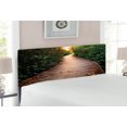 thumbnail image 2 of Jungle Headboard, Boardwalk In Mangrove Forest Sunlight Tunnel Sunset Autumn Green Leaves, Upholstered Decorative Metal Bed Headboard with Memory Foam, Full Size, Brown Green Yellow, by Ambesonne, 2 of 4