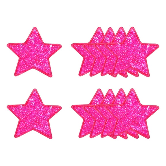 Uxcell Sequin Star Iron on Patches, Embroidery Sequin Patches for Clothing Repair Backpack Shoes Decoration Rose Red 2.6 in