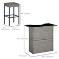 thumbnail image 3 of Outsunny 5 Pieces Patio Bar Set, PE Rattan Wicker Outdoor Bar Set, Grey, 3 of 10