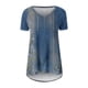 thumbnail image 4 of Tops sueltos plisados de manga corta para mujer Tops casuales de talla grande Camisetas informales de verano con cuello en V y manga corta Camisetas para mujer Camisetas Azul real / 2XL, 4 of 5