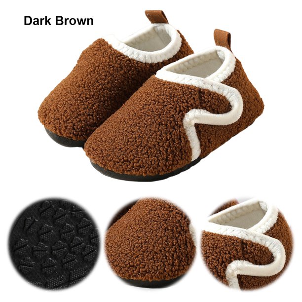 Pantuflas suela blanda fdgzhd (marrón oscuro talla 26-27 longitud interior 15 cm)