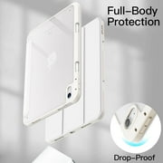 JETech Case for iPad (A16) 11th/10th Generation (2025/2022) with Pencil Holder, Clear Transparent Back Shell Slim Stand Shockproof Tablet Cover, Auto Wake/Sleep (White)