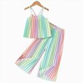thumbnail image 4 of UngA Girl's 2 Piece Boho Outfits Pleated Spaghetti Strap Camisoles and Elastic Waist Wide Leg Pants 6-7 Years,Green, 4 of 7