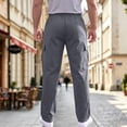 thumbnail image 5 of Nestiefly Mens Cargo Pants Relaxed Fit Chino Elastic Waist Multi Pocket Hiking Work Trousers Gray 4XL, 5 of 7